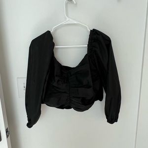 J Crew cropped taffeta top with puffed sleeves. Size 8. Worn once.